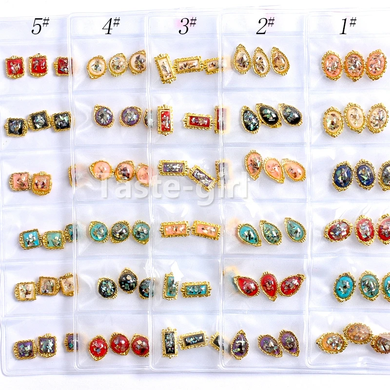 18 шт смешанный дизайн 3D осколки раковины Блеск Дизайн ногтей украшения со стразами ювелирные изделия Сплав гвозди аксессуары драгоценные камни