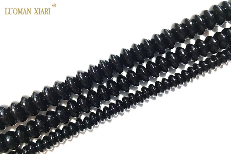 AAA натуральный камень бусины черный в форме блюдца оникс для самостоятельного изготовления ювелирных изделий ожерелье браслет 4*6/5*8/6*9 мм кристалл
