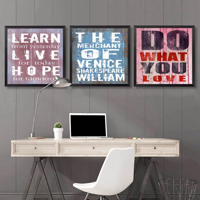 Old-fashioned Xylon Grain Chromatic Inspiring Modern Motivational Proverb Slogan Alphabet Canvas Painting Art Poster Decor | Дом и сад