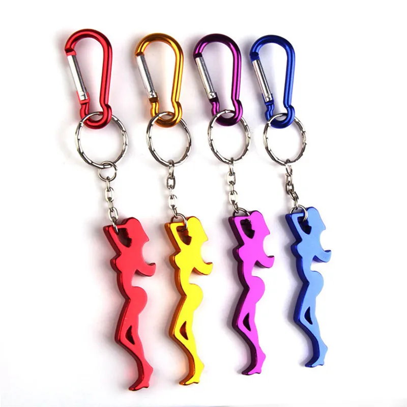 

1PCS Design Multi Function Sexy Girl Shaped Aluminum Alloy Beer Bottle Opener Keychain Key Ornaments