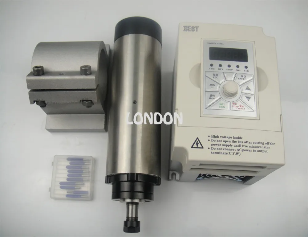 

CNC spindle kit ER11 800w air cooling spindle motor + 1.5KW inverter+spindle support+cnc engraving bits