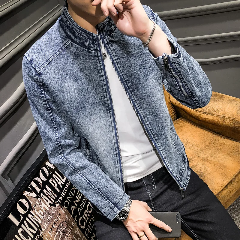 

HO new age season 2019 collar light color denim jacket High quality collar leisure cultivate one's morality
