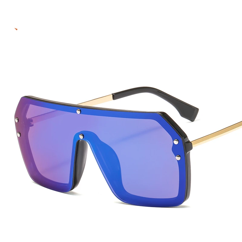 Hdtansen, красные, черные, негабаритные Квадратные Солнцезащитные очки, мужские, новинка, цельные линзы, большая оправа, солнцезащитные очки для женщин, UV400, серебряное зеркало - Цвет линз: C3