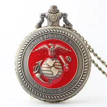 Бронзовый циферблат США морской корпус модные кварцевые карманные часы лучшие подарки для мужчин и женщин CF1033