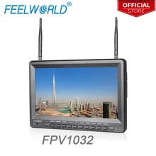 Feelworld FPV1032 10,1 дюймовый ips FPV монитор со встроенным аккумулятором двойной 5,8G 32CH приемник разнесенного вида 1024x600 беспроводные экраны