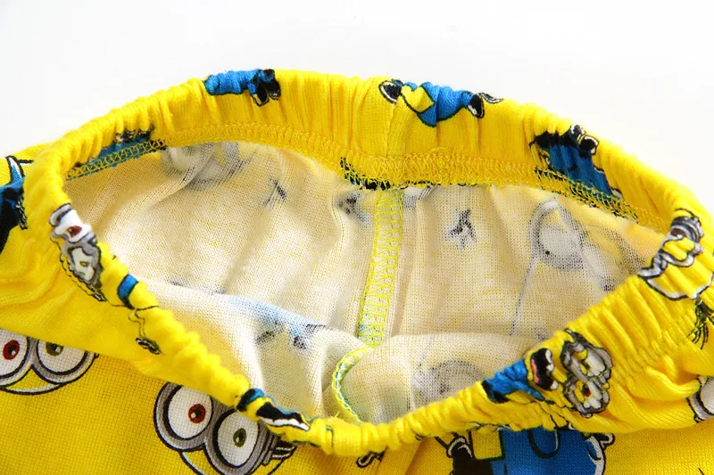Хлопковая одежда с изображением миньонов для мальчиков и девочек, комплект из топа с длинными рукавами и штанов для детей ростом 90-130 см, детская одежда для сна с принтом, одежда для сна детские пижамы