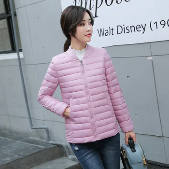 

QIMAGE 2017 New Fashion Winter Jacket Women Small Cotton Warm Coat Short Slim Parkas Ladies Plus Size Stand Collar Outwear