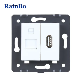 

RainBo charging-power supply-Plastic Materials-DIY Accessory-Function Key-For RJ45 CAT6 Computer-USB socket-EU-Standard A8COUSW