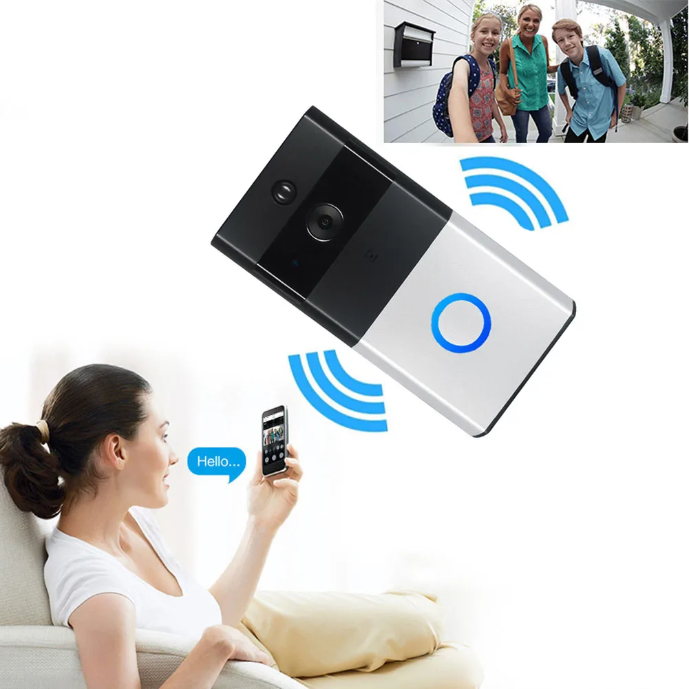 

Wire-free WiFi Video Doorbell With 8G TF Card 720P HD PIR Motion Detection Alert Night Vision Camera SL@88