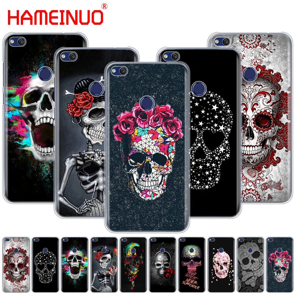 

HAMEINUO Retro Style Flower Skull Cover phone Case for huawei Ascend P7 P8 P9 P10 P20 lite plus pro G9 G8 G7 2017