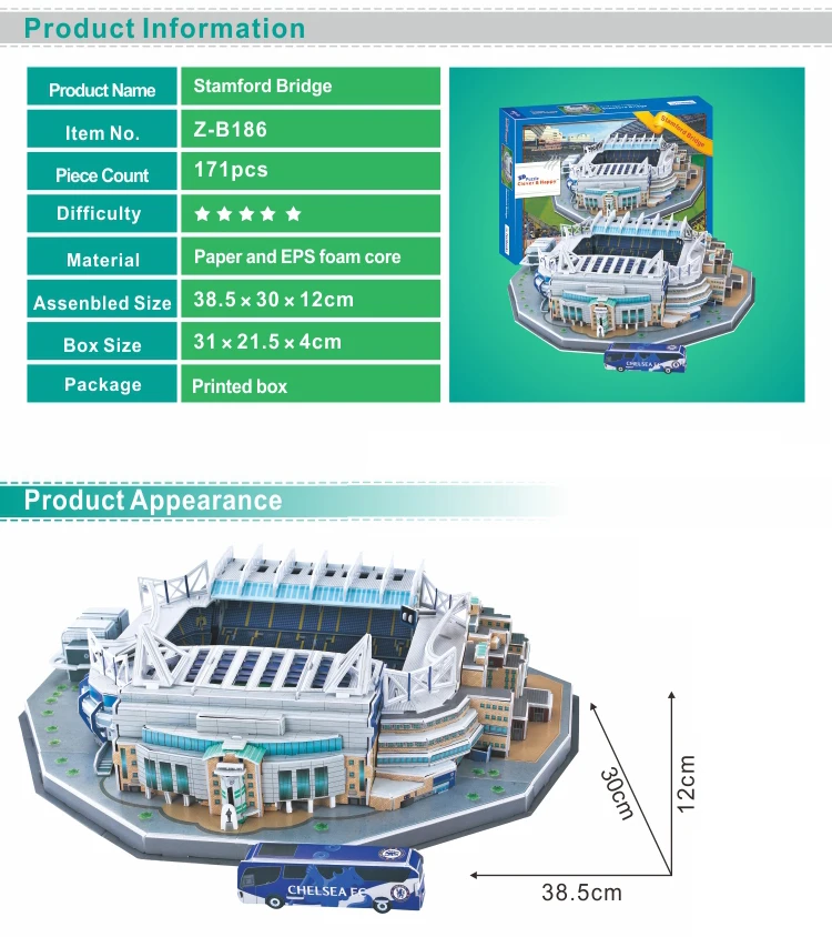 Умный и Счастливый 3d пазл Стэмфорд мост стадион взрослые рисунки модель Челси обучение и образование DIY ручной работы модель Toyster