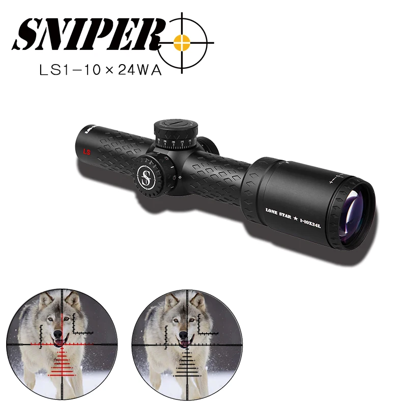 SNIPER LN 1-10x24 L Riflescope тактический прицел для винтовки стекло травленая сетка охотничья Оптика прицел Красная точка 20 мм Крепления охотничий прицел