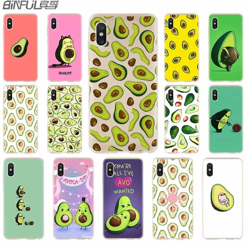 Soft Silicone TPU Case For Xiaomi Mi 11 10 8 9 CC9 E Poco X3 Pro A2 A3 Lite SE 6X Ultra lovely fruit avocado Cute | Мобильные