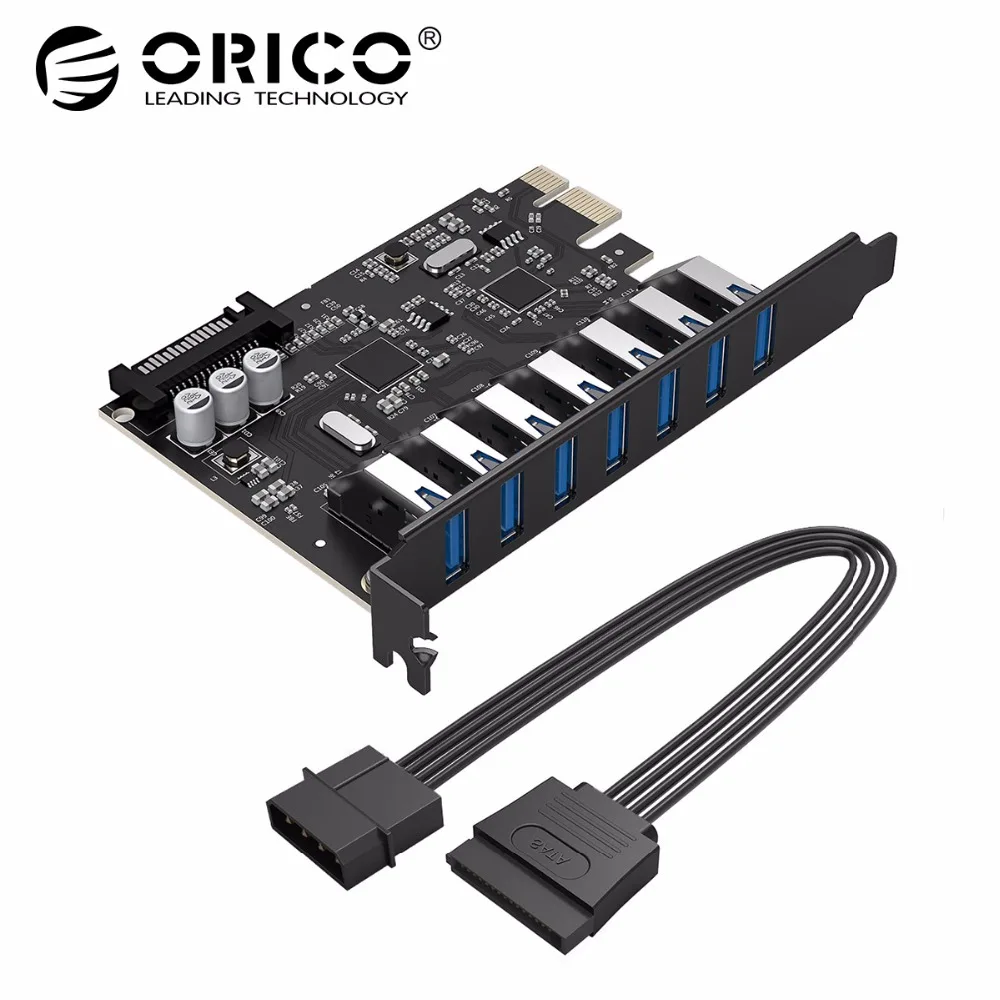 Meilleur ORICO PVU3 7U USB3.0 Carte PCI Express Adaptateur PCI E USB 3.0 Contrôleur HUB Adaptateur Carte Pour Windows 10 8 7 Vista XP