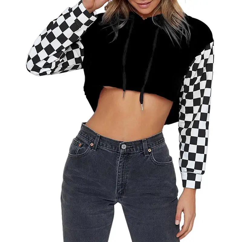 Новинка 2019 Yfashion Женская Короткая Толстовка Модный пуловер с капюшоном и длинным