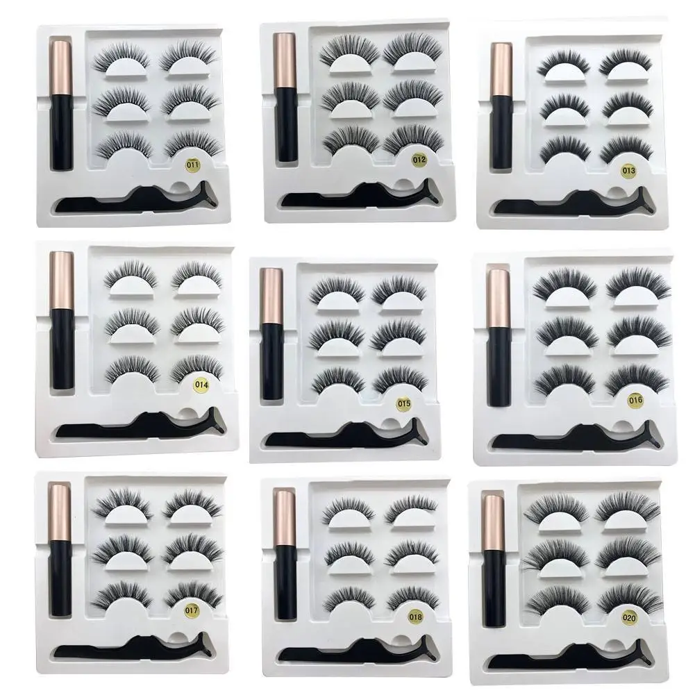 Набор для макияжа глаз, 3 пары, 3D магнит для ресниц из искусственной норки, магнитная жидкая подводка для глаз и магнитный косметический набор для макияжа глаз