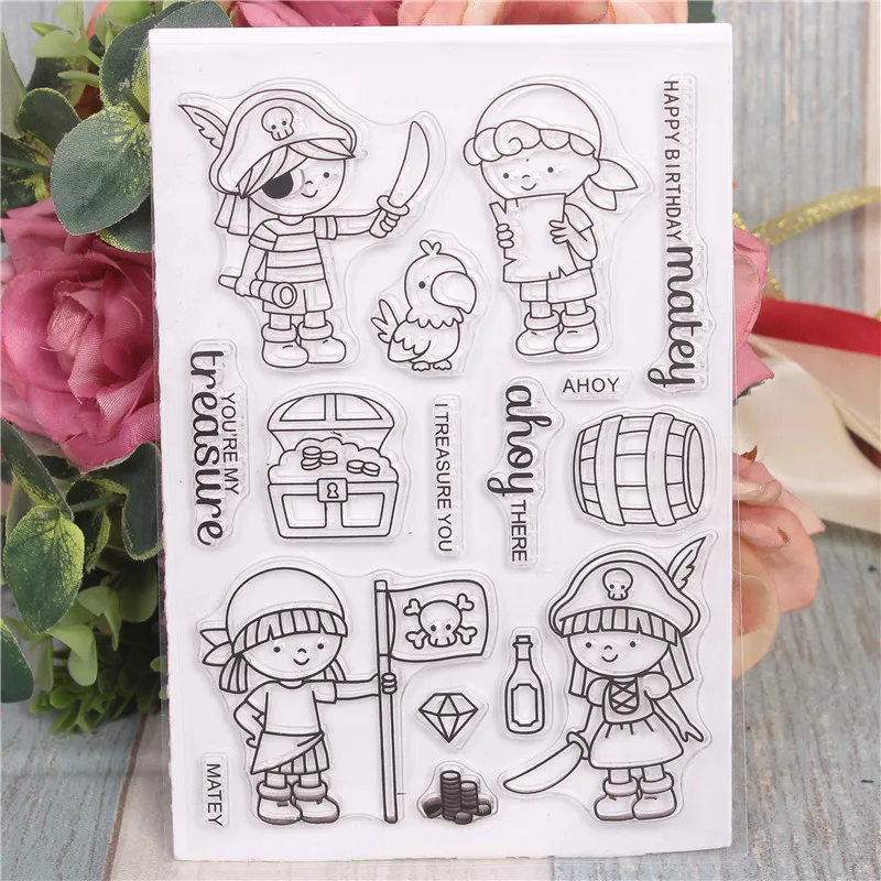 

Rubber Silicone Clear Stamps for Scrapbooking Tampons Transparents Seal Background Stamp Card Making Diy Pirate role Stempel
