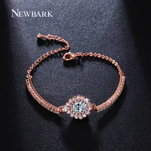 NEWBARK High Quality Bracelets & Bangles Big Oval CZ Simulated Diamond Jewelry Lady Girl Gifts Flower Shaped Model Bracelet