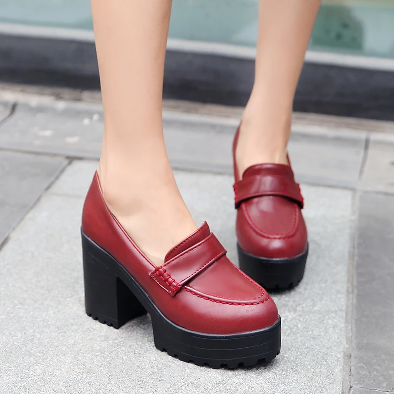BONJOMARISA/ г.; большие размеры 34-43; весенне-летняя обувь на платформе; женские туфли-лодочки; модная женская обувь черного цвета на высоком квадратном каблуке; обувь