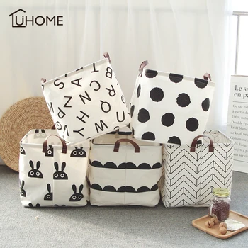 

32x32x32cm Large Laundry Bag Cotton Linen Clothes Storage Baskets Home Clothes Barrel Bags Kids Toy Storage Laundry Basket Bins