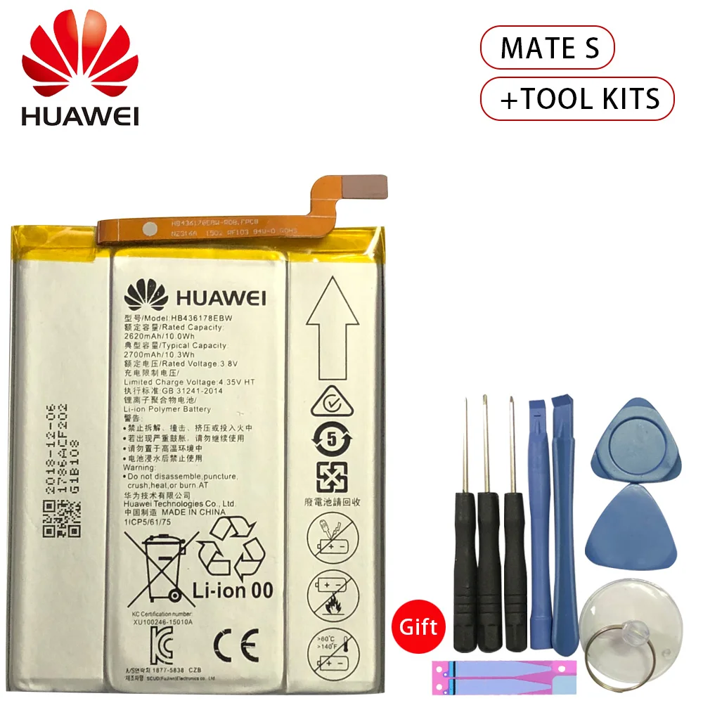 

Hua Wei Original Phone Battery HB436178EBW For Huawei Mate S CRR-CL00 UL00 2700mAh Replacement Batteries Free Tools