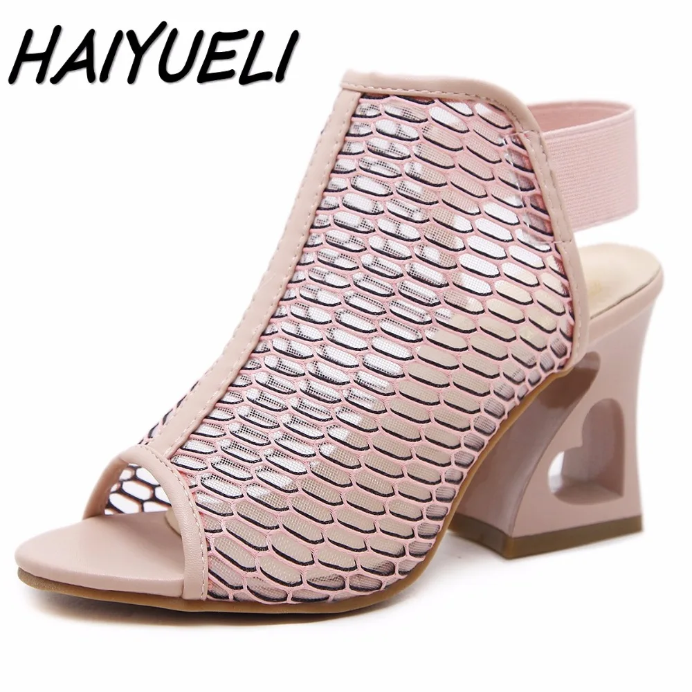 

HAIYUELI Women Pee toed Sandals Shoes Woman High Heels Shoes Fashion Hollow out Sexy Pumps Party Wedding Shoes Strange Heels