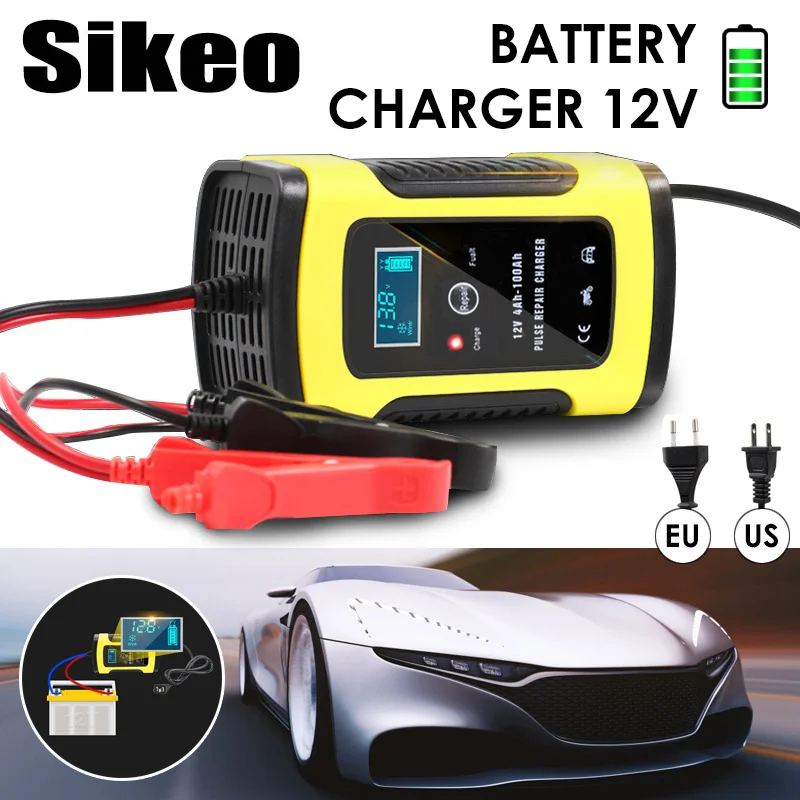 

Full Automatic Car Battery Charger 110V To 220V To 12V 6A LCD Smart Fast for Auto Motorcycle Lead-Acid Batteries Charging