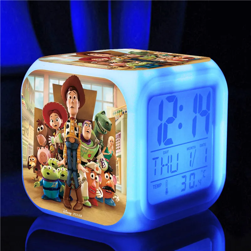 Pixar История игрушек Базз Лайтер будильник, Отображает Время Дата температура будильники для детей игрушки многофункциональные будильники - Цвет: Многоцветный
