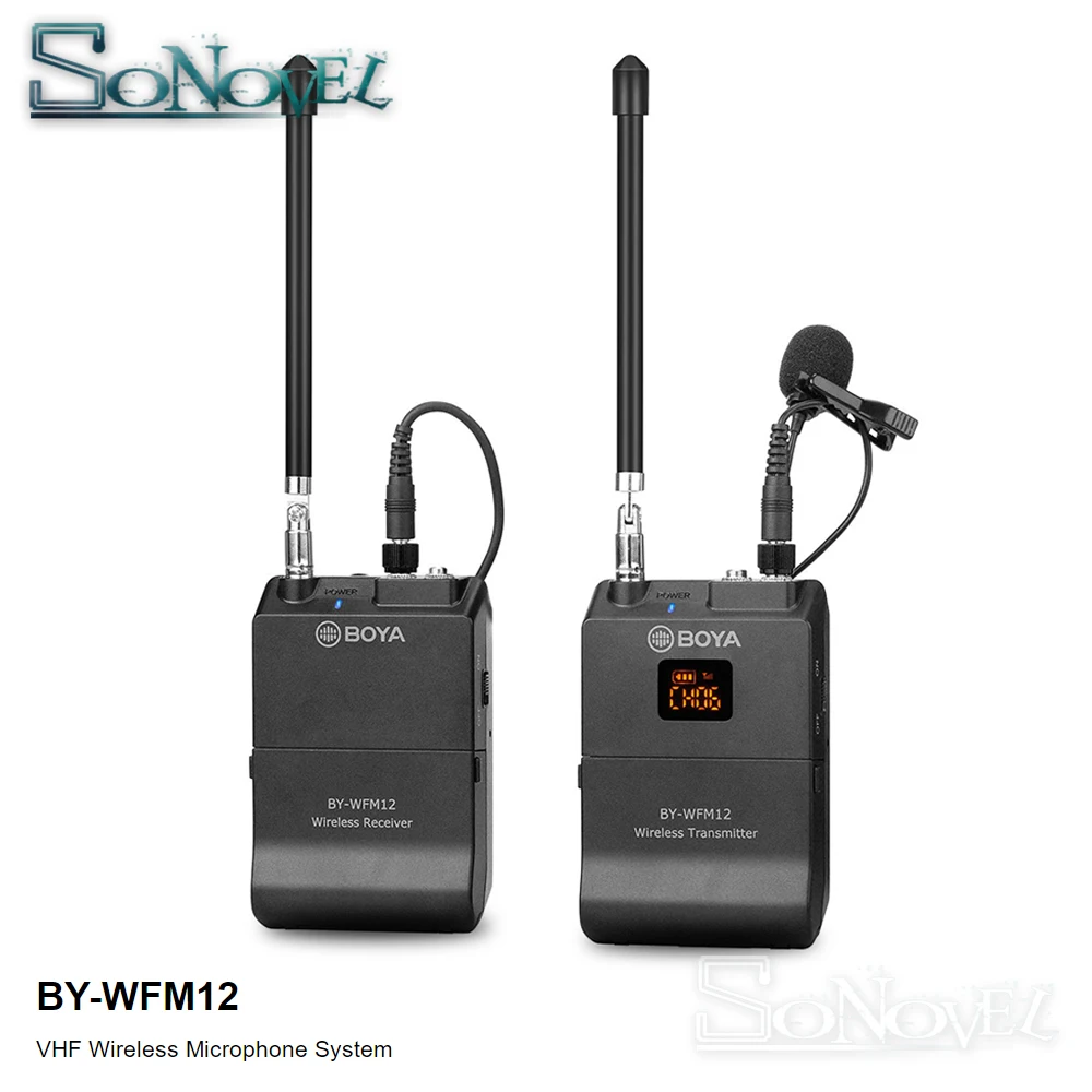 BOYA BY WFM12 Wireless Lavalier Microphone 12 Channels VHF Lapel Mic