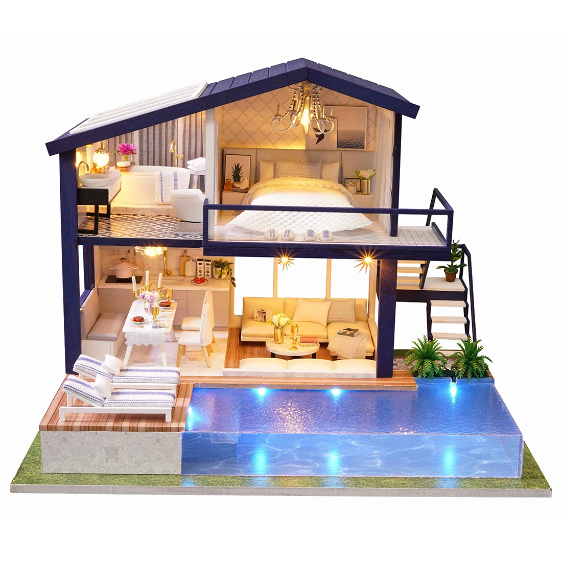 New Furniture Doll House Wooden Miniature DIY DollHouse Furniture Kit Assemble Doll Home Toys For children Time Apartment