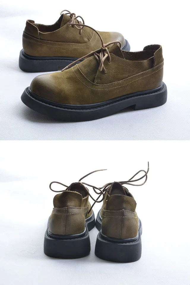 HUIFENGAZURRCS/Европейский стиль; Ботинки Martin в стиле ретро с круглым носком; обувь на плоской подошве из воловьей кожи; Женские ботинки в старом стиле