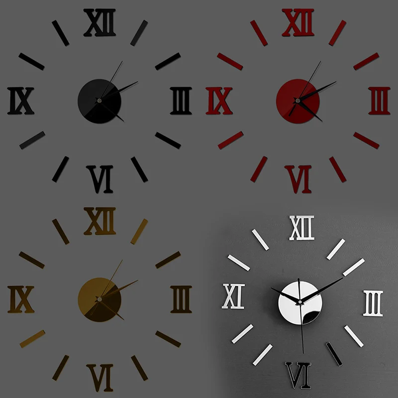 Creative 3D Romae Digital Wall Clock Sticker Watch Modern DIY Clocks Hanging Quiet Living Room Home Decortion | Дом и сад