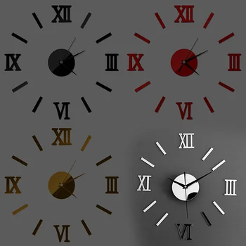 

Creative 3D Romae Digital Wall Clock Sticker Watch Modern Clock DIY Clocks Hanging Wall Quiet Clock Living Room Home Decortion
