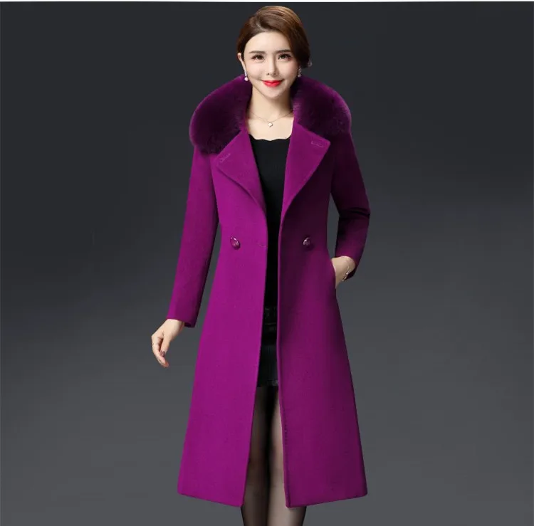 Middle Aged Women Winter Long Wool Coats And Jackets For Female 2018 Elegant Overcoats Wool Outwear Jacket Button Pocket AS071 (11)