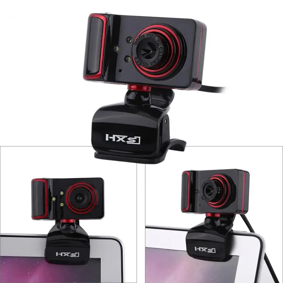 HXSJ S10 16M Pixel HD веб-камера клип-на 3 светодиодный вращающийся USB веб-камера для ПК компьютера