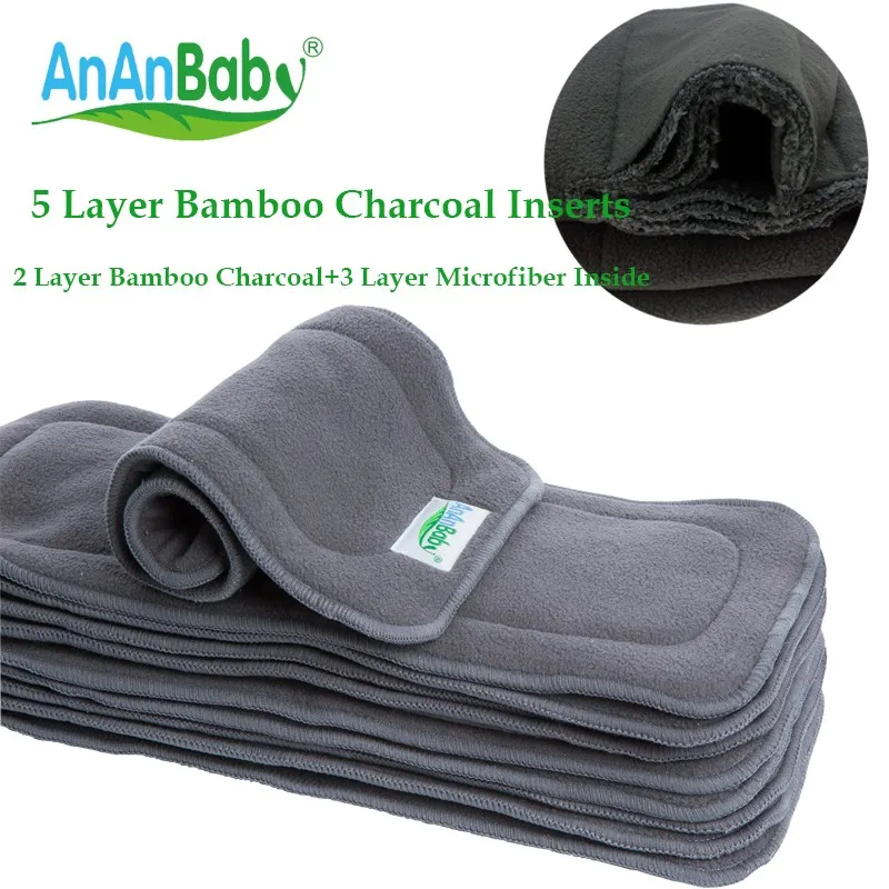 

Hot sale Parents Choose 5 layer Bamboo Charcoal Inserts Diaper Inserts Baby comfortable Health Diaper Inserts 5Pcs/Lot