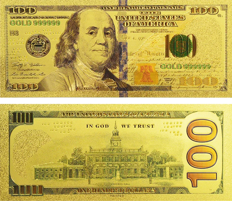 New Edition Of American 100 Dollar Bill Metal Gold Foil Banknote New Edition Of American 100 Dollar Bill Metal Gold Foil Banknote Fake Usd Currency With Voa Frame In Banknotes From Home Garden On Aliexpress