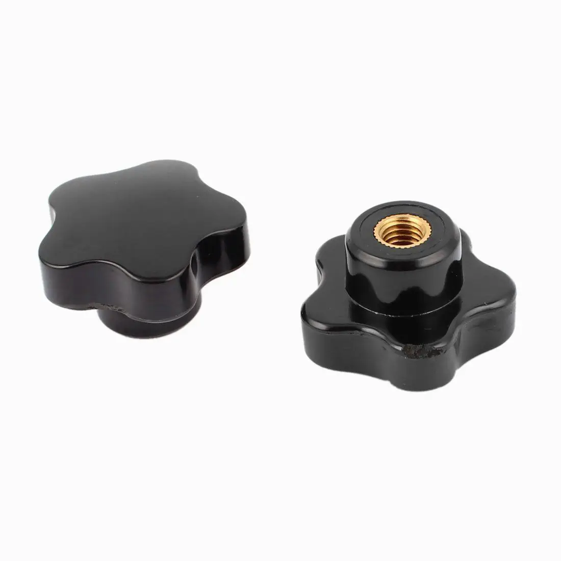 

BIFI-Black Gold Plastic M8 8mm Thread Stars Shape Head Wrench Button Nuts 2pcs