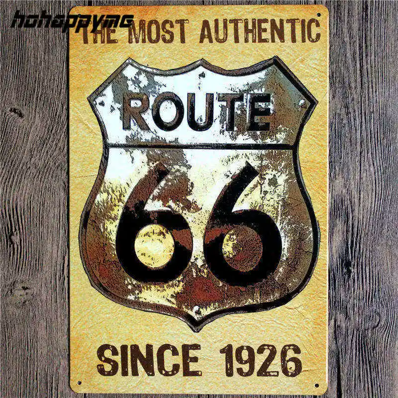  Poster Route 66 Decor Metal Sign Decoration Tin Plates Retro Metal Signs Wall Art Plaque Vintage Pu