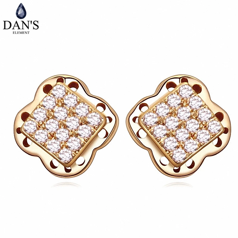 

DAN'S ELEMENT New AAA Zirconia Micro Inlays champagne Gold Color Geometric Earrings For Women Valentine's Gift 108335champagne