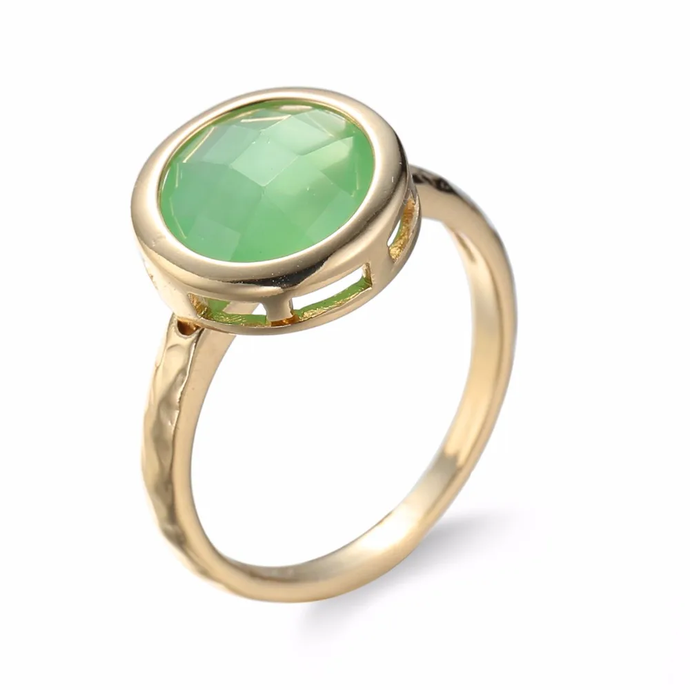 Cat's Eye Stone Ring Elegant Gold Color Green/Ping Opal Austrian Crystals Couple Rings For Wedding Engagement Promise Jewelry