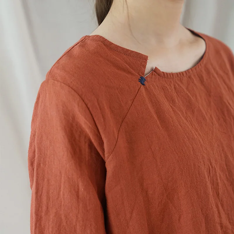 SCUWLINEN 2019 Для женщин летние топы Винтаж Повседневное сплошной вышивкой Империя Pleat