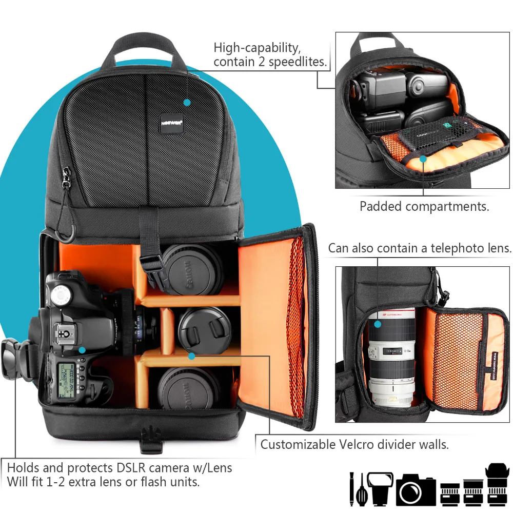 Neewer Профессиональный камера хранения слинг сумка водонепроницаемый противоударный слеза раздел защитный чехол для Canon Nikon sony DSLR