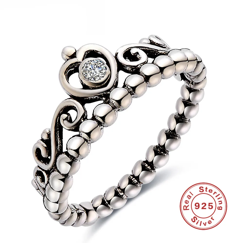 Vintage Bijouterie Crown Rings For Women S925 Sterling Silver Bridal Wedding Fine Jewelry