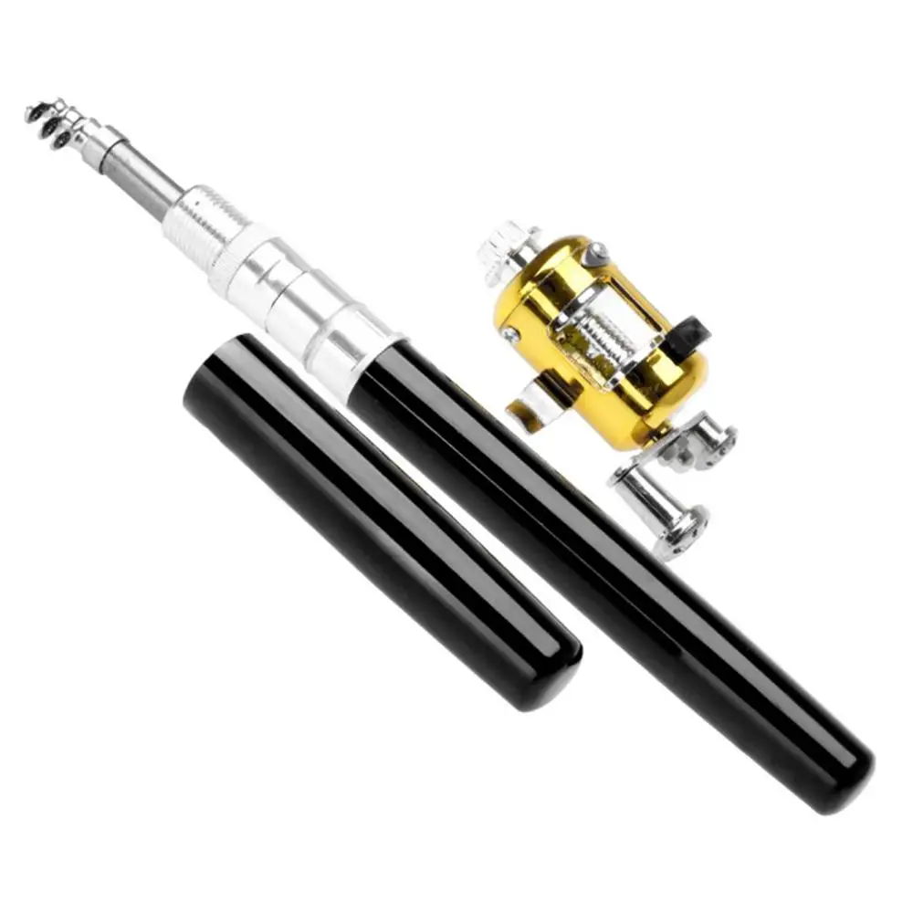 Yolo супер легкий портативный Рыболовный набор ручка катушка с удилищем мини телескопическая удочка полюс+ катушка карманная Рыболовная катушка - Цвет: A Black