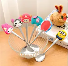 1pc Kawaii Cartoon Cute Animal Stainless Steel Tea Coffee Spoon Kitchen Tableware Action Figure Model Toy