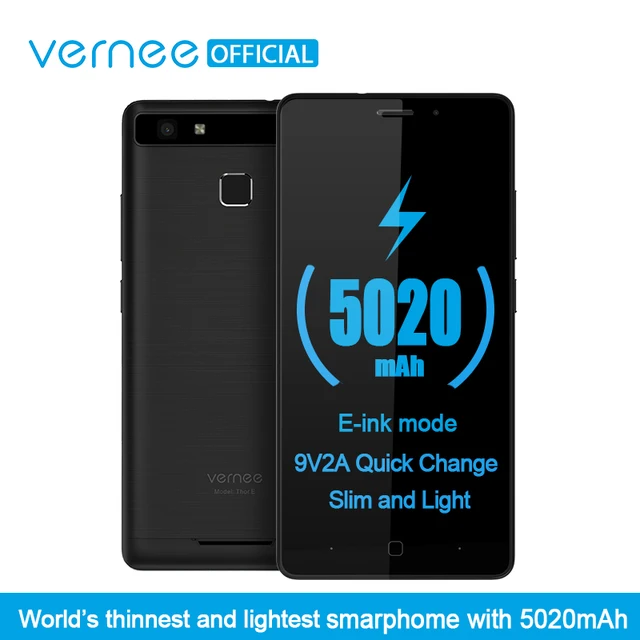 Vernee Thor E 5" HD 4G LTE Mobile Phone MTK6753 Octa-Core Android 7.0 Cell Phones 3G RAM 16G ROM 5020 mAh Fingerprint Smartphone