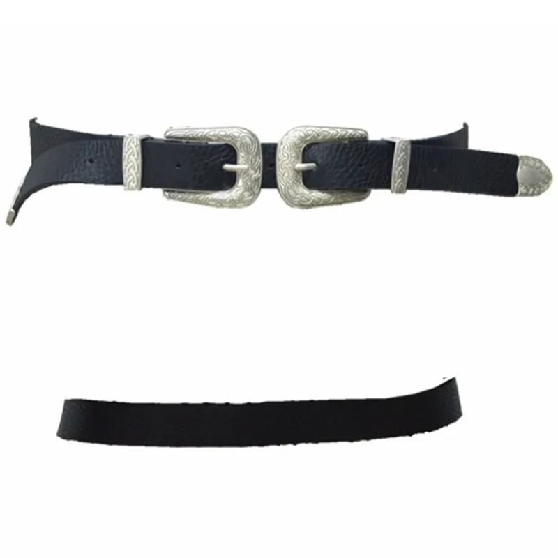 1PCS 86 cm Fashion Women Double Metal Pin Buckle Belts Vintage Strap Design PU Leather Belt Gifts For Woman