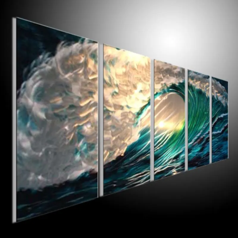 blue see original abstract wall art metal painting wall home decor sheet metal painting