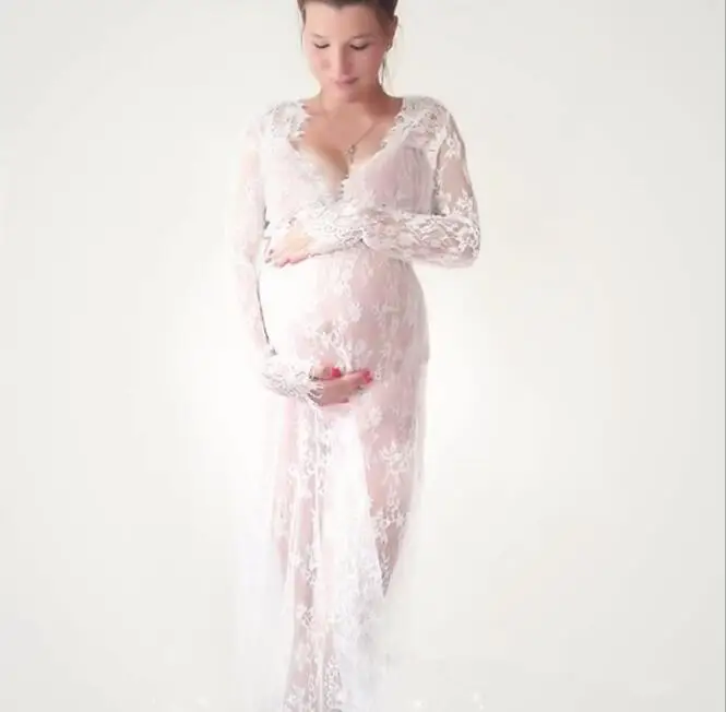 2017 Pregnant Women Lace nighty Dresses Maternity Photography Fancy Props Dresses Maternity Photo Shooting Crochet Lace Dresses